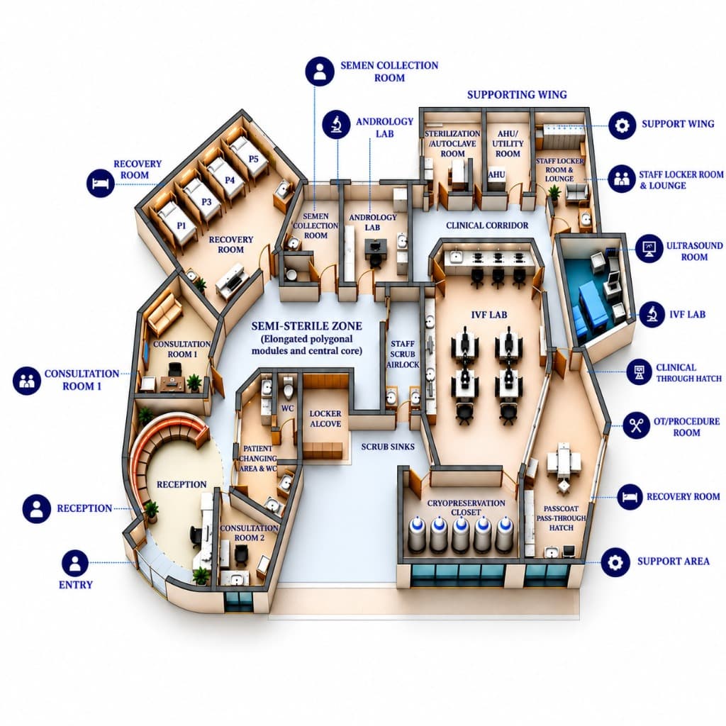 Complete IVF Lab Turnkey Architectural Setup & Zoning Layout